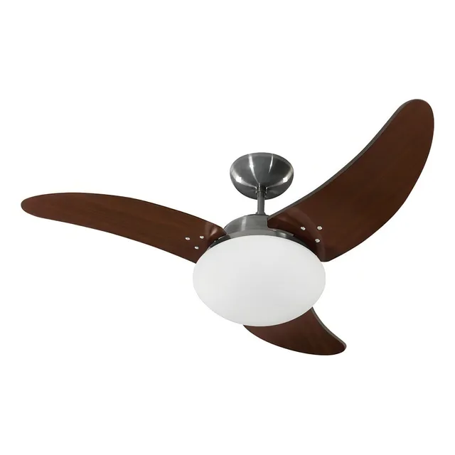 Ventilador de teto Tron Solano 51.01-1020 com 3 pás de MDF tabaco estrutura aço escovado 1100mm de diâmetro 127V
