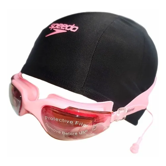 Lentes De Natación Espejados Winner + Gorra Lycra Uv Antifog