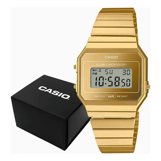 Relógio Casio Feminino Vintage Slim Dourado Digital Original