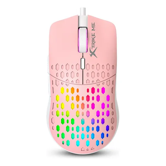 Mouse Gamer Rosa Xtrike-me Gm-209p Usb Com Led Rgb 8000dpi