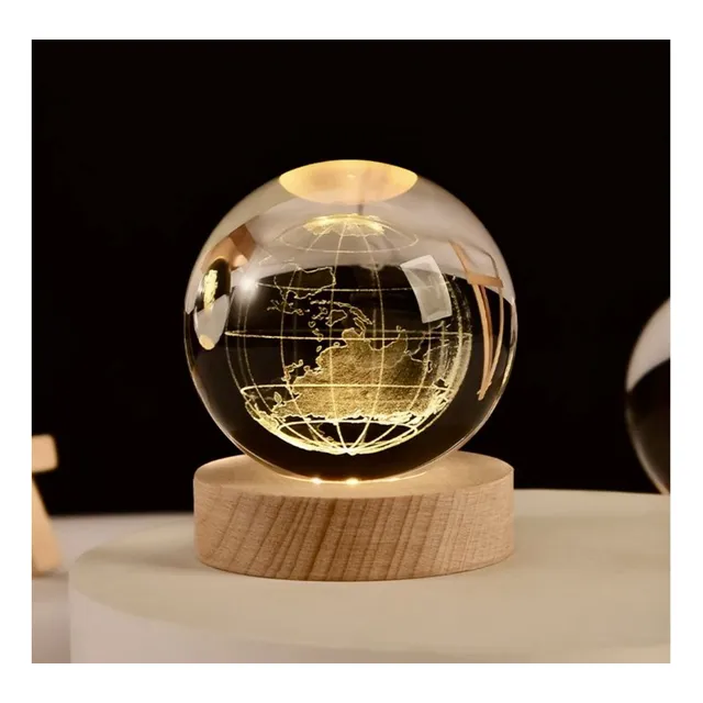 Lámpara Led  Saturno Luna  Bola De Cristal 3d Esfera