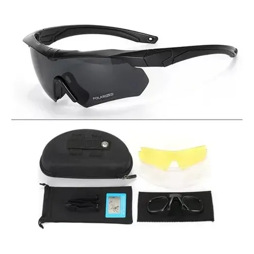 3 Lentes Tácticas Militares Mica Y Accesorios Color del armazón Negro