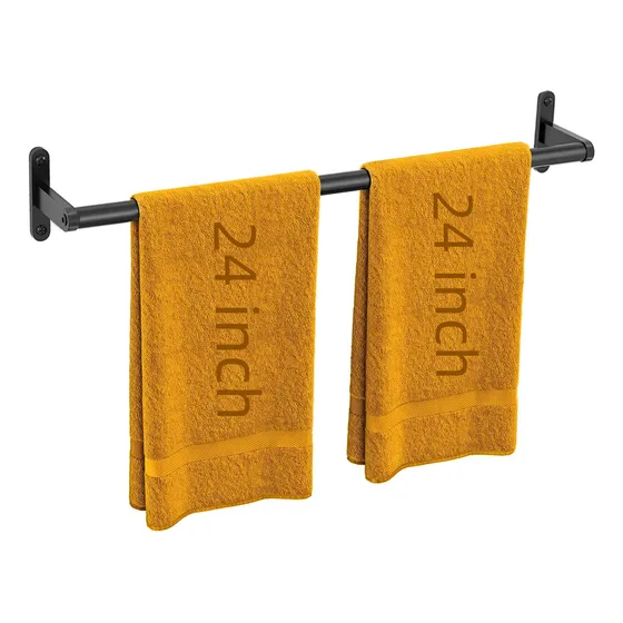 Toallero 24  Negro Mate Para Baño Resistente Colgar Pared