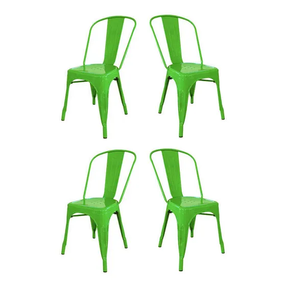 Silla de comedor DeSillas Tolix con estructura color Verde Manzana x 4 Unidades
