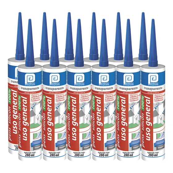 Silicón Uso General Transparente 280ml Pennsylvania (12 Pz)