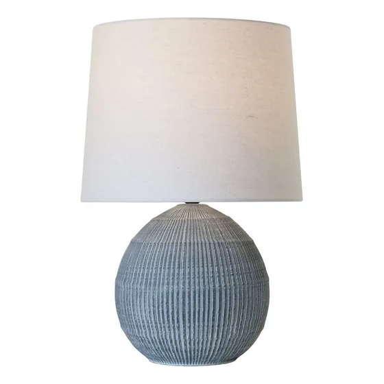 Lampara De Mesa Ceramica D34x51cm Lineas Azul