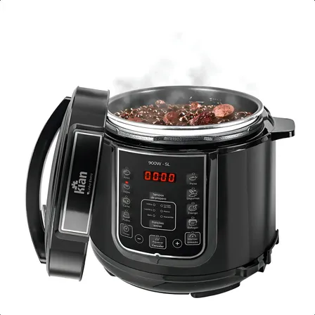 Panela De Pressão Elétrica 5 Litros Aço Inox Preto Multifuncional Kian Ppe 101 127v