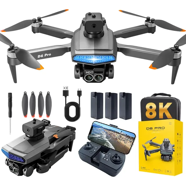 Remoto Control Mini Drone Sin Escobillas Con Hd Doble Cámara 3 Baterías Pilas 8K 5ghz