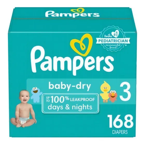 Pañales Pampers Baby Dry Etapa 3, 168 Piezas. Bebés 7-13 kg