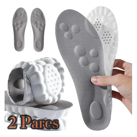 Pack com 2 Pares de Palmilha Ortopédica HEIDIAN 4D em Látex para Fascite Plantar e Esport…
