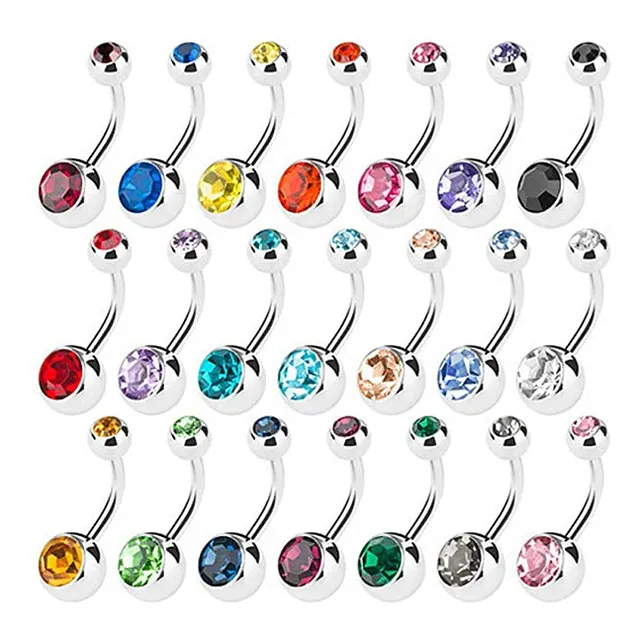 Piercing Ombligo Doble Strass X 10 Aritos Acero Quirurgico