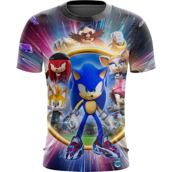 Camisa Camiseta Desenho Filme Sonic Knukles Tails Robotnik 