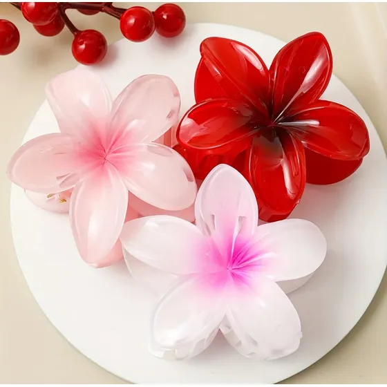 Pinzas De Flores Para El Cabello - Grandes - Playa