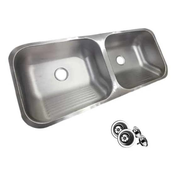 Tanque Inox Duplo 104x40x22 - Aço 304 Escovado