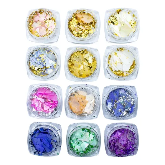 Kit 12 Madrepérola Encapsulamento Unhas De Gel, Arte Sedução Cor Colorido