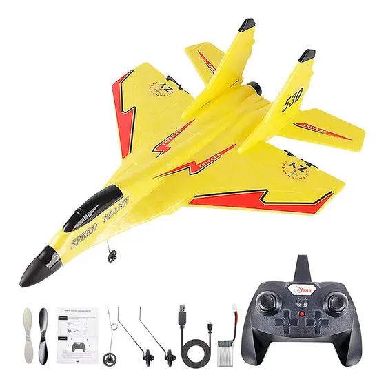 Avión Planeador A Control Remoto Batería Recargable 44x32cm Color Amarillo