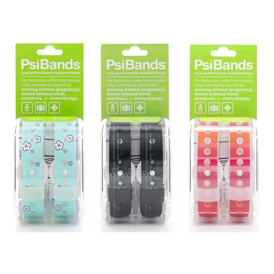 Pack 2 Pulseras De Acupresión Psi Anti-náuseas Y Mareos Color Rojo