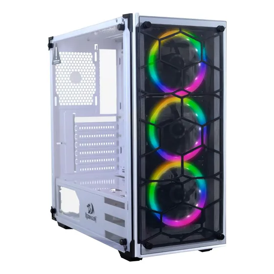 Gabinete Gamer Redragon Wheeljack Blanco Con 3 Abanicos Rgb