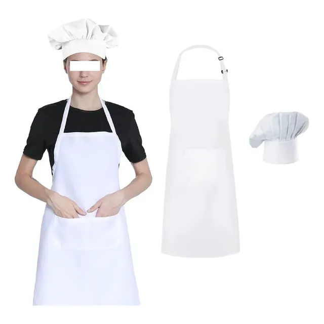 Delantal Y Gorro Antifluido Adultos Chef Cocina Meseros Unis