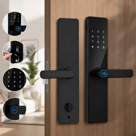 Fechadura Eletronica Digital Inteligente Biometria Cartão Negro