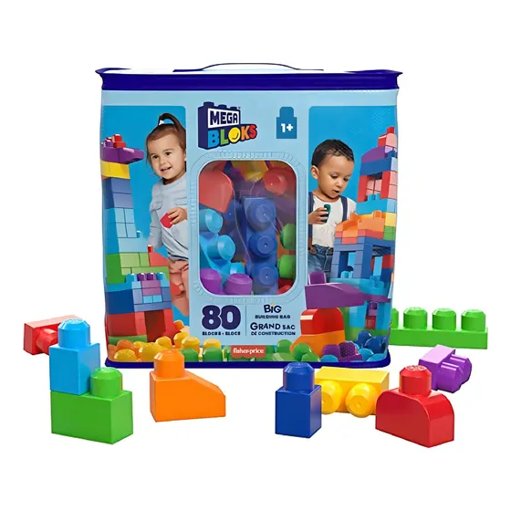 Mega Bloks Bloques Construccion Aprendizaje Gigantes 80 Pzs Color Azul Cantidad De Piezas 80