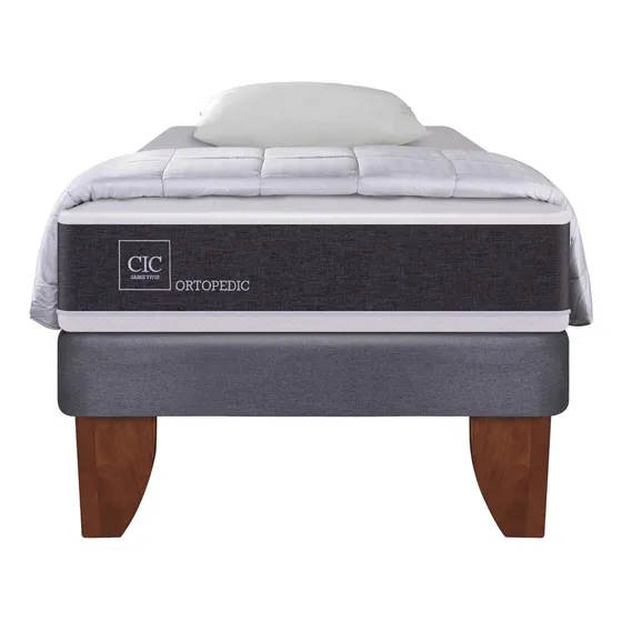 Cama Europea 1.5 Plazas Cic Ortopedic + Set Textil