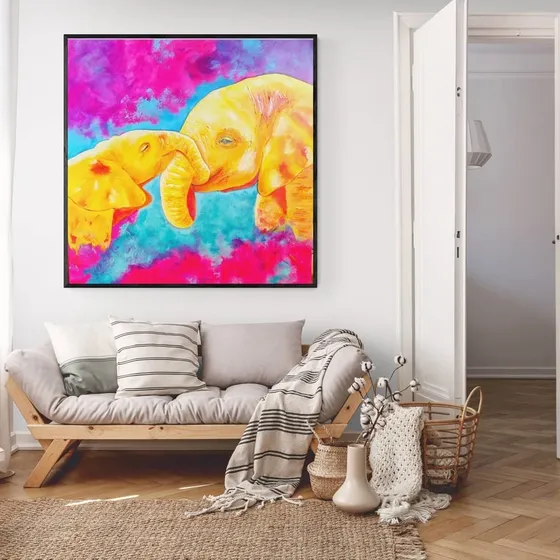 Pintura Cuadro Oleo Abstracto Moderno Reliev Textura Elefant