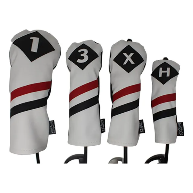 Majek Retro Funda Para Cabeza Palo Golf Color Blanco Rojo 1