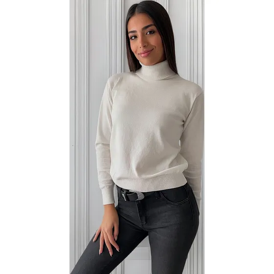 Sweater Mujer De Hilo Bremer Con Cuello Polera