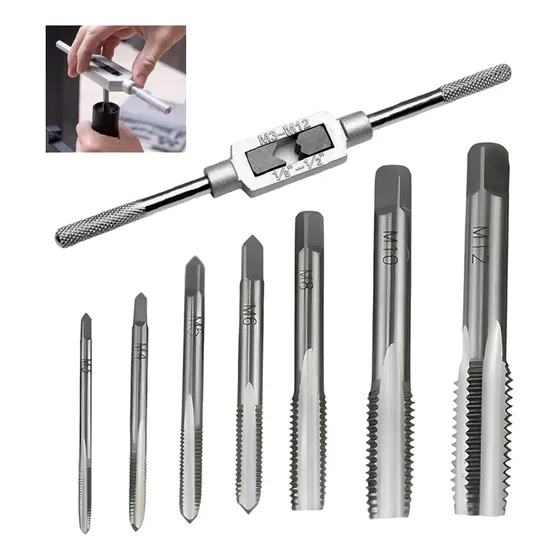 Conjunto de torneiras de rosca aberta profissional M3-M12 de 8 peças