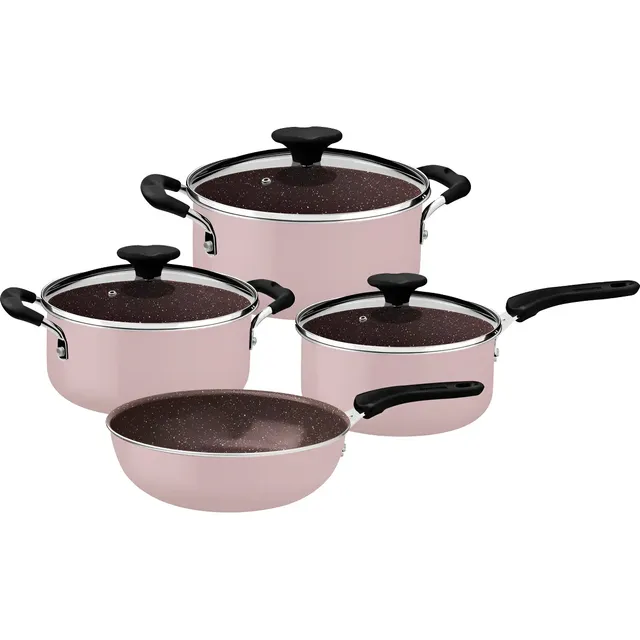 Jogo de Panelas Tramontina Tunis Rosa Trufado 4 Peças