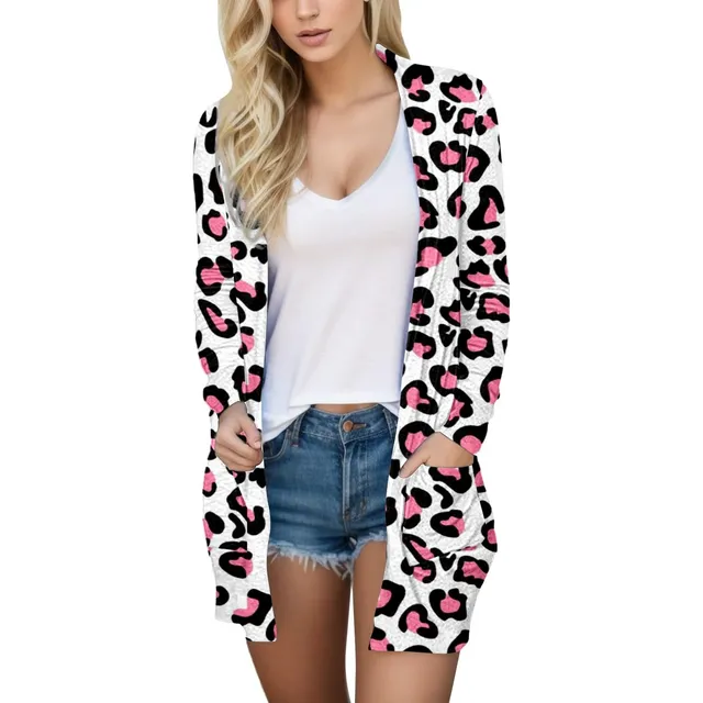 Cardigan Ligero Para Mujer Manga Larga Holgado Bolsillo Fino