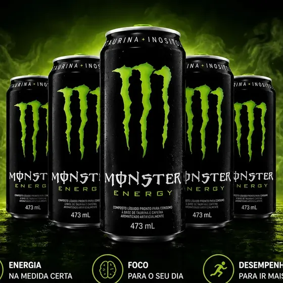 Kit Energético Monster Energy Lata 473ml Tradicional 6 Unidades