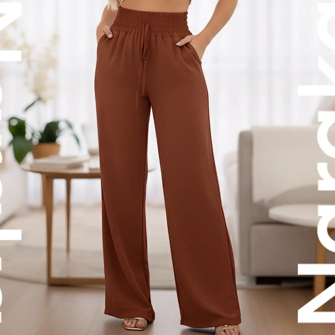 Calça Feminina Pantalona Duna Wide Leg Cintura Alta Calça Feminina Pantalona Duna Wide Leg Cintura Alta