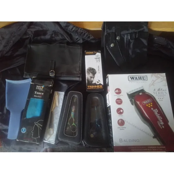 Kit Barbería Peluquería Máquina Wahl Tijera Trimmer Navaja