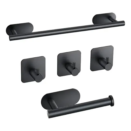 Set Accesorios Baño Auto Adhesivo sin Perforar Veoquiero Negro