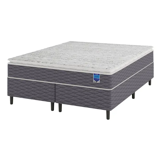 Cama Box King Cinza E Colchão King Molas Ensacadas Individualmente Bertha 193x203x64cm Umaflex