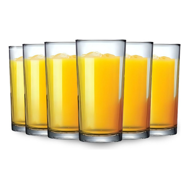Jogo De Copos Em Vidro Kit 6 Peças Cozinha Água Suco Drink