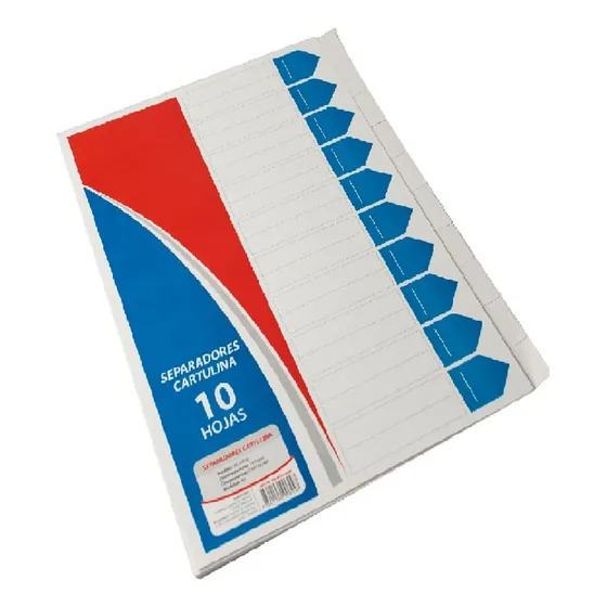 Separadores Cartulina A4 Blanco Fda X10un Fenix