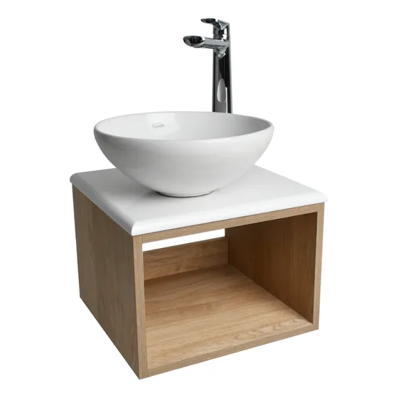 Vanitory Colgar Bacha + Mueble Ferrum Persis Roble Lavatorio