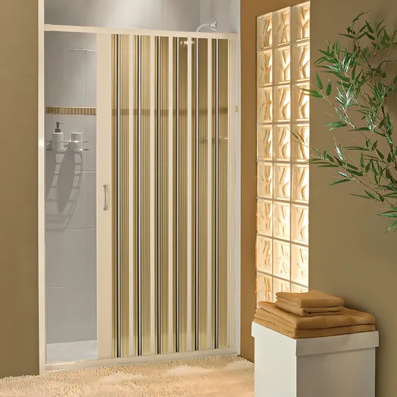 Puerta de ducha tipo acordeón Bcf Hi de PVC, 160 x 185 cm