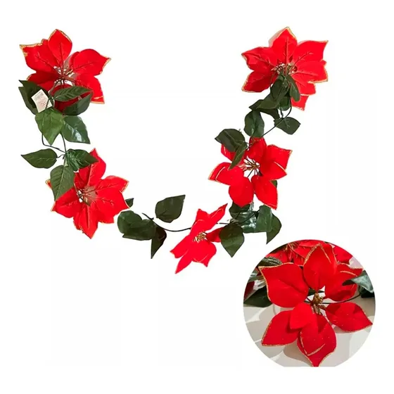 Guirnalda Con Rosas Decorativas Para Navidad Navideña