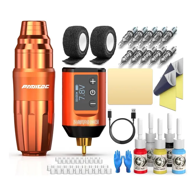 Kit Tattoo Tatuaje Tutuar Maquina Pen Rotativa Wormhole