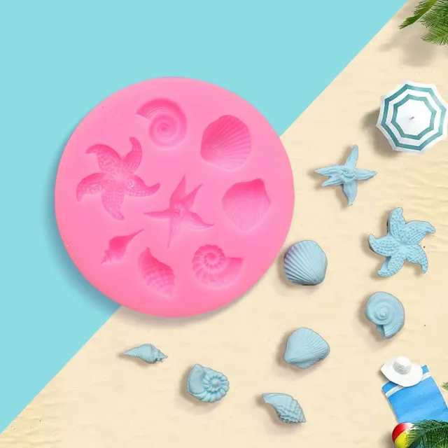 Moldes De Silicón Estrella De Mar Caracol Fondant Yeso Velas