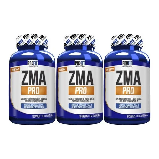 3x Pré Hormonal Testosterona Zma Pro C/ Cromo 90cap - Profit Sabor Sem Sabor
