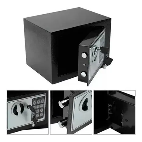 Caja De Seguridad Digital Antirrobo Pequeña Boveda  Negra