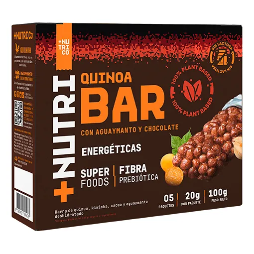 Barras De Cereales Andinos Y Aguaymanto Caja X5 Nutri Co Quinoa Bar
