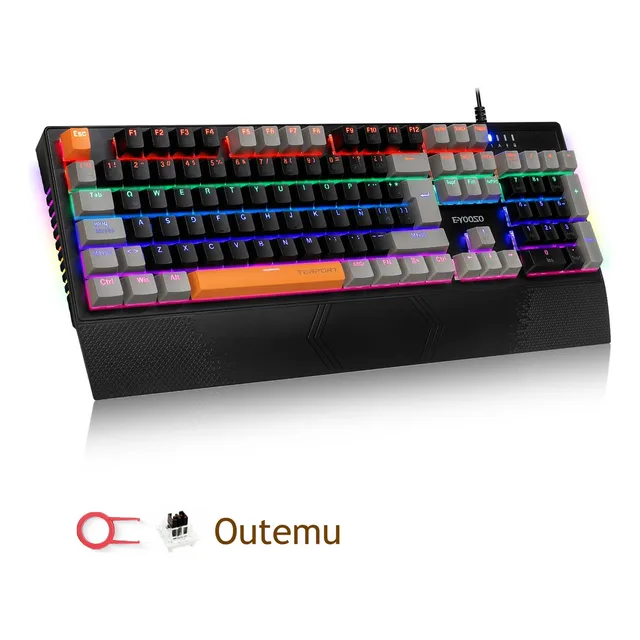 TERPORT Teclado Mecánico Español al 100% Con Reposamuñeca TR9N-E98, Outemu Brown Switch Hotswap, Luces Acroíris, Teclado PC Ergonómico de 105 Teclas Antighosting