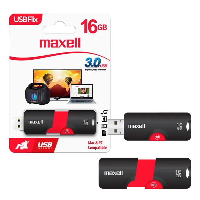 Pendrive Usb Maxell Flix Retractil Pinstripe 16gb 16 Gb