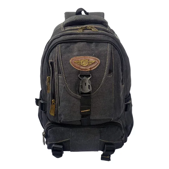 Mochila escolar para netbook com 4 bolsos de lona KVN preto liso